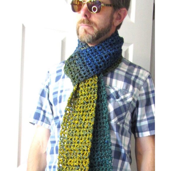 Chunky Irish Greens Scarf 94x5 Long Handmade Crochet Hand Knit Birthday Gift NW - Picture 5 of 7